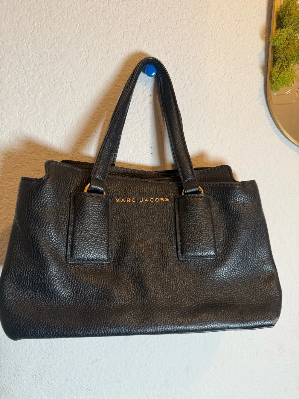 Marc Jacobs Black Leather Tote Bag purse lv heavy duty high quality louis